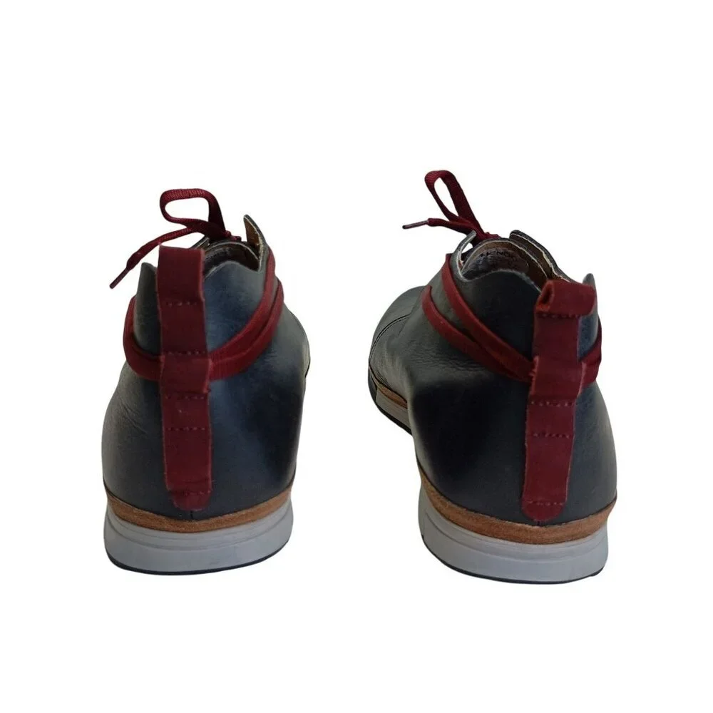 MCNDO Carnaby Shoes Mens Black Leather Size 11 Red Laces Casual Comfort Rubber